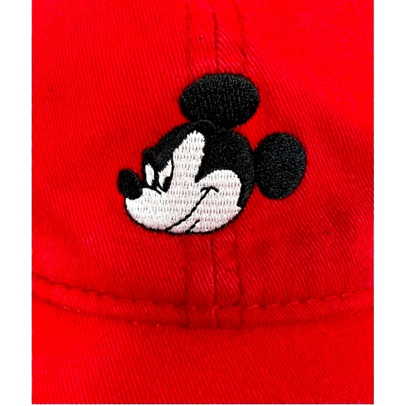 Disney Adult Mickey Mouse Baseball Cap Red Adjustable Strap 100% Cotton - Picture 2 of 5
